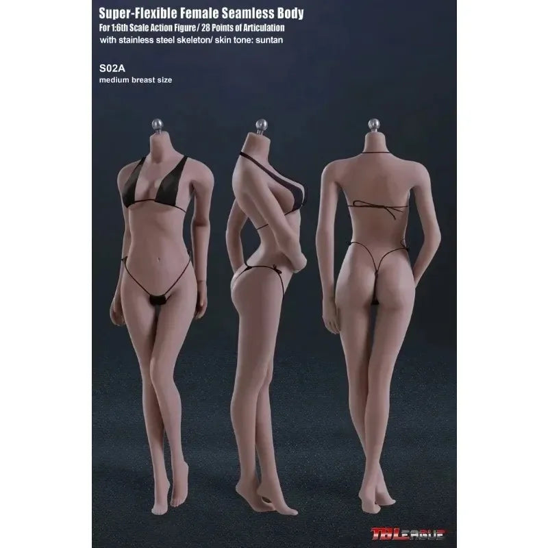 1/6 TBL Seamless Female Body S01A S04B S07C S10D Pale/Suntan for 12'' Figure"