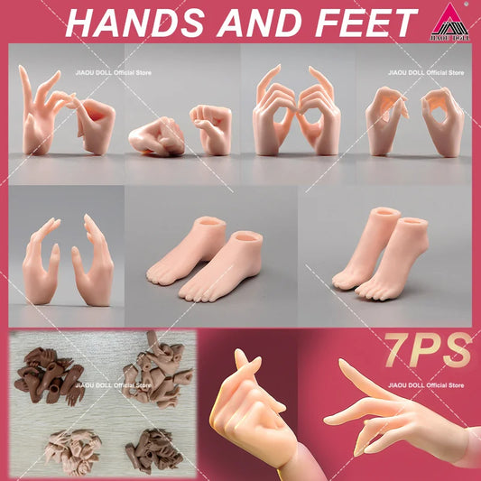 1/6 Female Hands & Feet Set 5 Pairs Hands 2 Pairs Feet for 12'' TBL Jiaou Figure