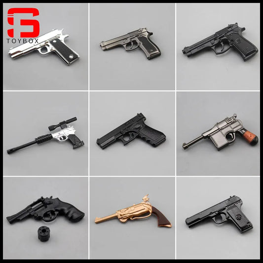 1/6 Scale Mini Model M1911 M1896 P38 PPK Revolver Pistol Handgun for 12'' Action Figure Soldier Dolls Military Collectible Accessory