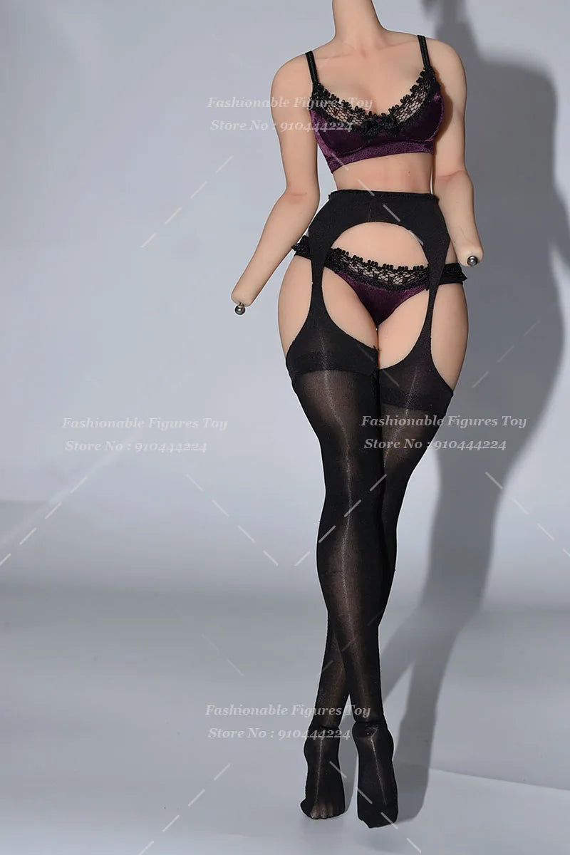 1/6 Female Soldier High Waist Garter Belt Sheer Stockings Elastic Suspender Lingerie Accessory Fit 12Inch Action Figure Body