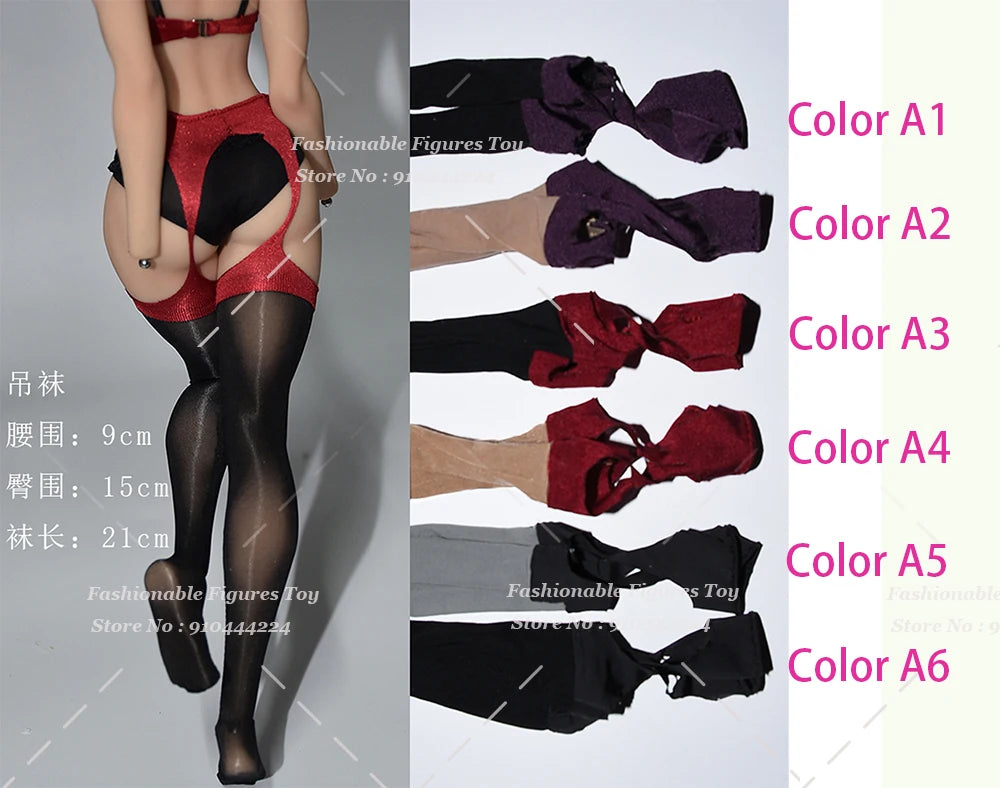 1/6 Female Soldier High Waist Garter Belt Sheer Stockings Elastic Suspender Lingerie Accessory Fit 12Inch Action Figure Body
