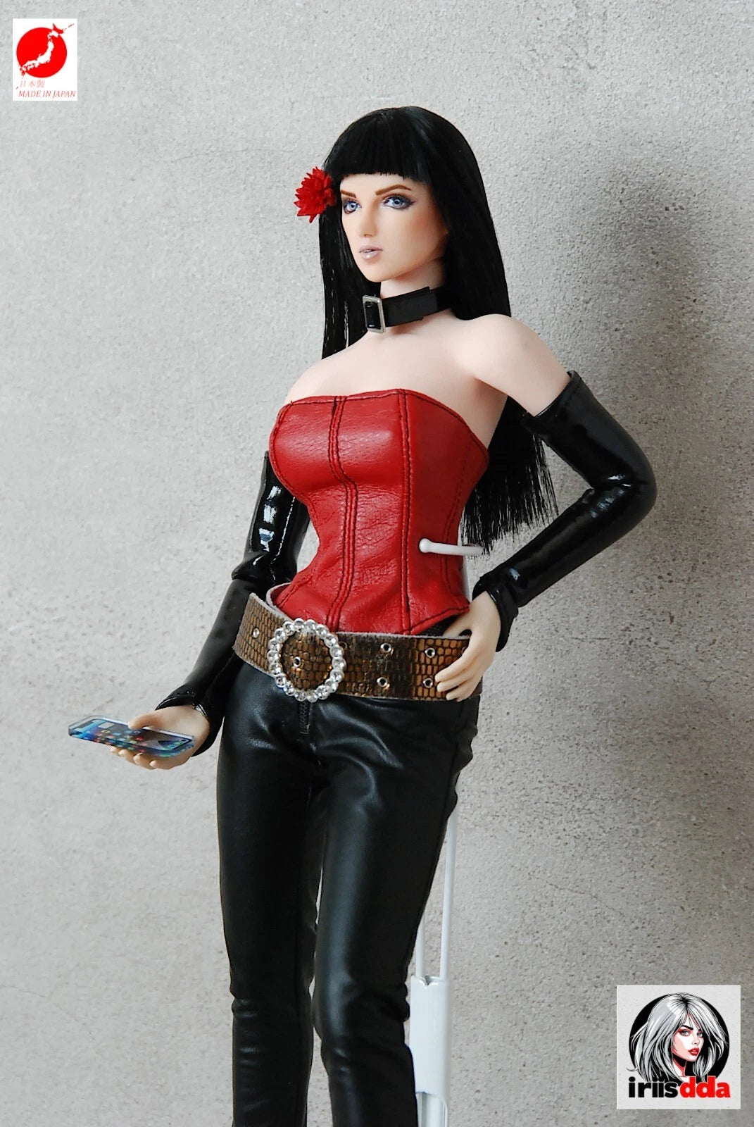 1/6 Scale PU Leather Corset & Faux leather leggings pants Set – Handmade in Japan for Phicen / TBLeague (S07C S04B S10 S18 S22) & 12‑inch Action Figures – Gunmetal • Purple Red • Black