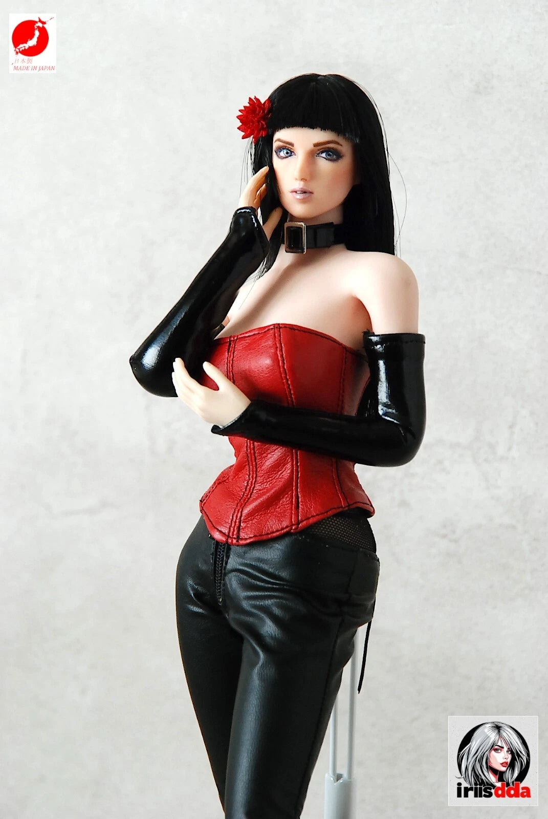 1/6 Scale PU Leather Corset & Faux leather leggings pants Set – Handmade in Japan for Phicen / TBLeague (S07C S04B S10 S18 S22) & 12‑inch Action Figures – Gunmetal • Purple Red • Black
