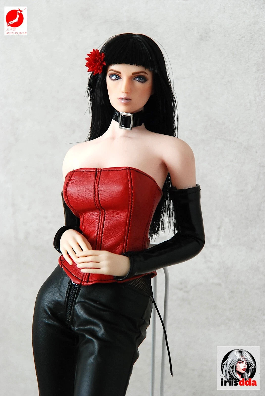 1/6 Scale PU Leather Corset & Faux leather leggings pants Set – Handmade in Japan for Phicen / TBLeague (S07C S04B S10 S18 S22) & 12‑inch Action Figures – Gunmetal • Purple Red • Black