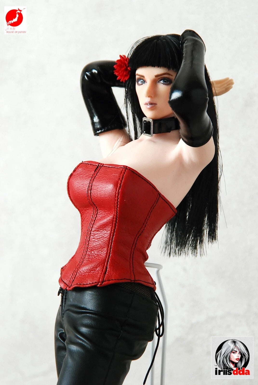 1/6 Scale PU Leather Corset & Faux leather leggings pants Set – Handmade in Japan for Phicen / TBLeague (S07C S04B S10 S18 S22) & 12‑inch Action Figures – Gunmetal • Purple Red • Black